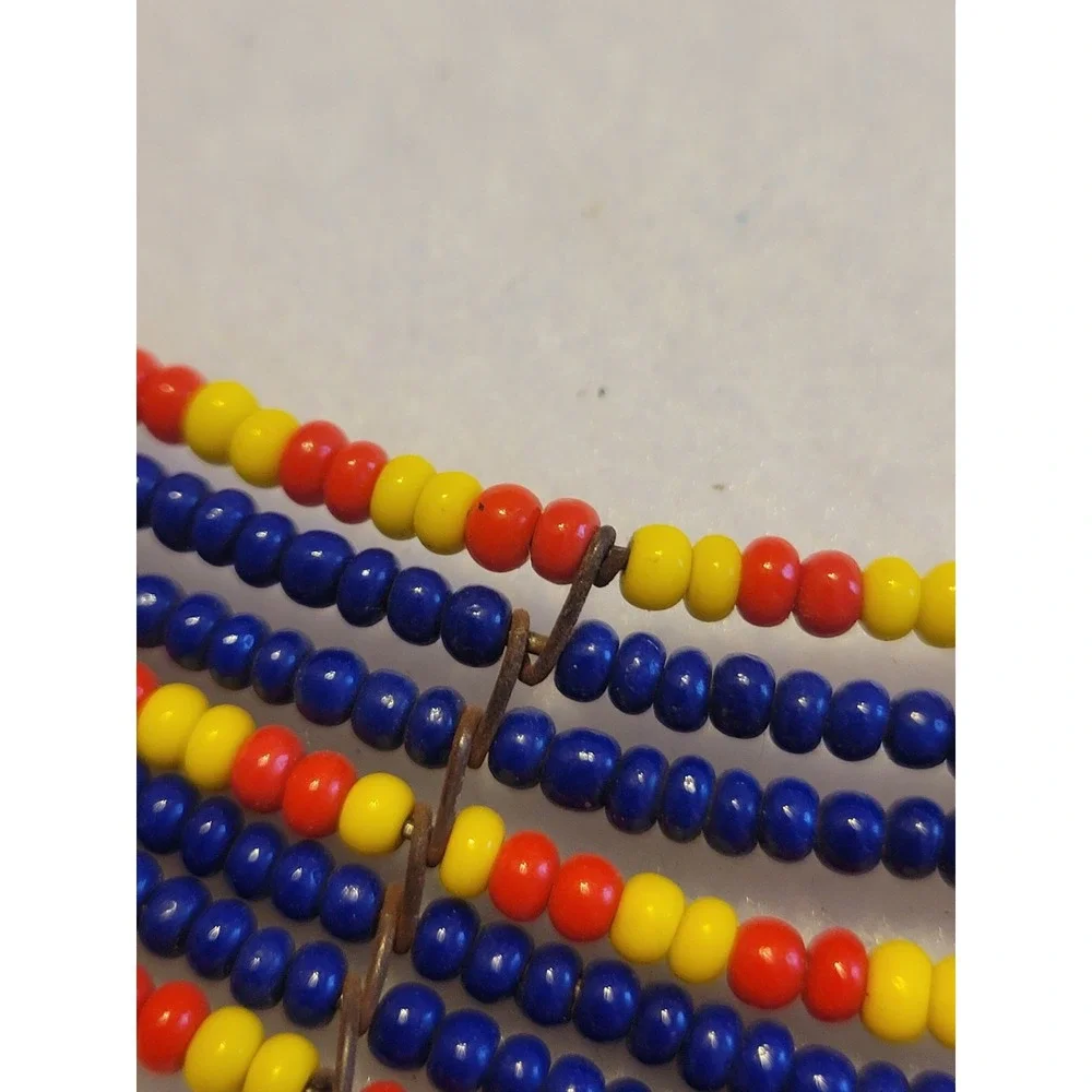 Beaded Collar Necklace Maasai Tribal African Boho Ethnic Statement Blue Red